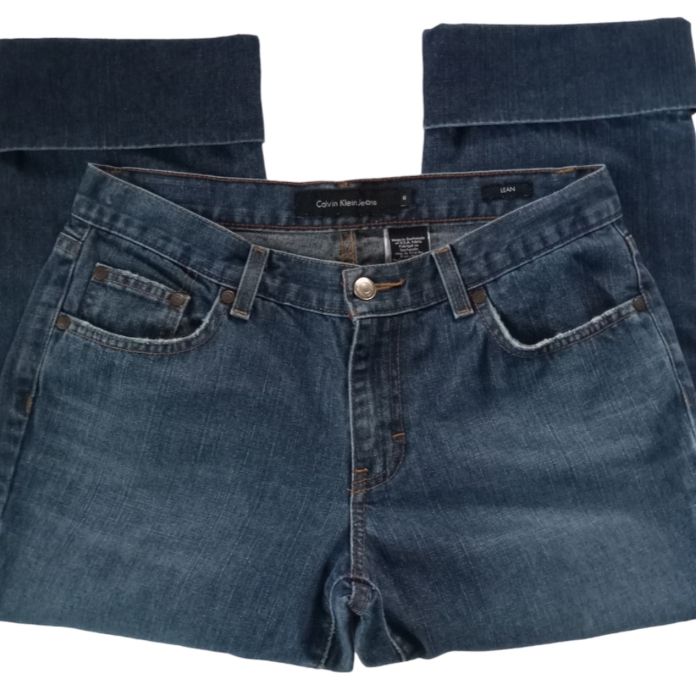 Women's CALVIN KLEIN Lean Fit Cuffed Cropped Capri Jeans Size 6